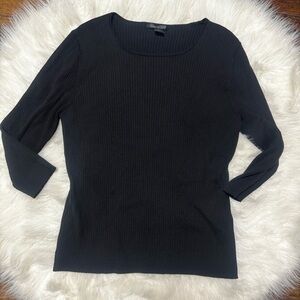 August Silk Silk Blend Ribbed 3/4 Sleeve Black Shirt size XL Women’s